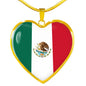 Mexican Flag - 18k Gold Finished Heart Pendant Luxury Necklace