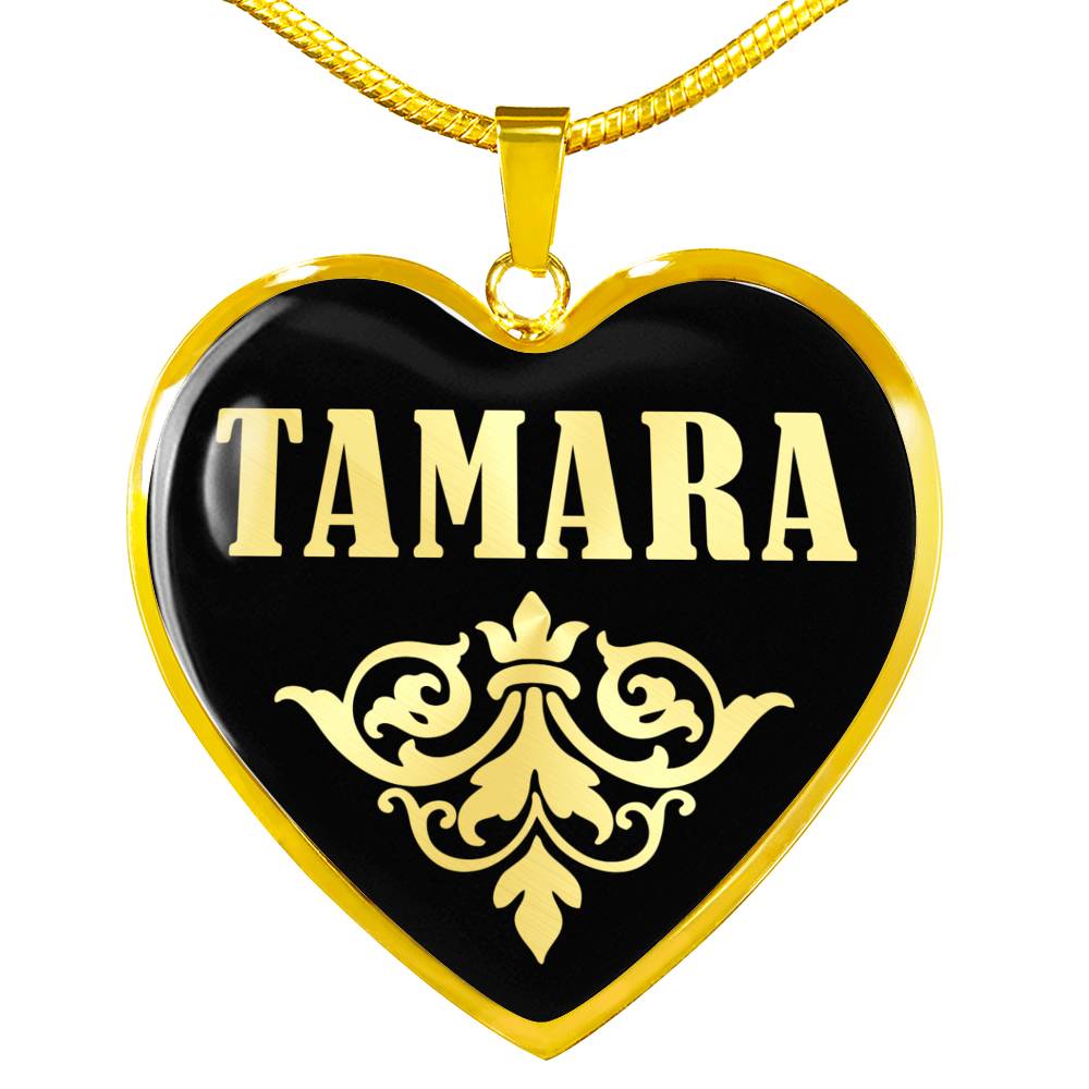Tamara v02 - 18k Gold Finished Heart Pendant Luxury Necklace