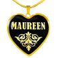 Maureen v02 - 18k Gold Finished Heart Pendant Luxury Necklace