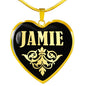 Jamie v02 - 18k Gold Finished Heart Pendant Luxury Necklace