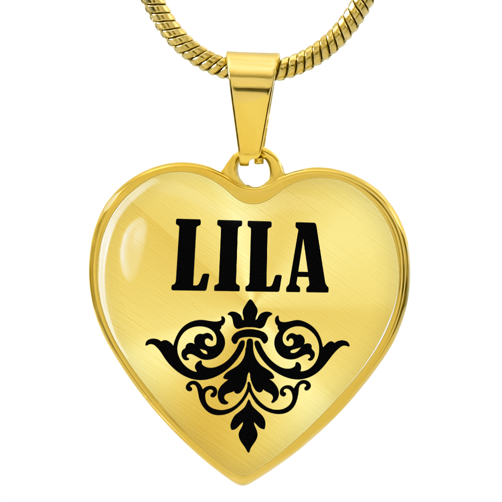 Lila  v01 - 18k Gold Finished Heart Pendant Luxury Necklace