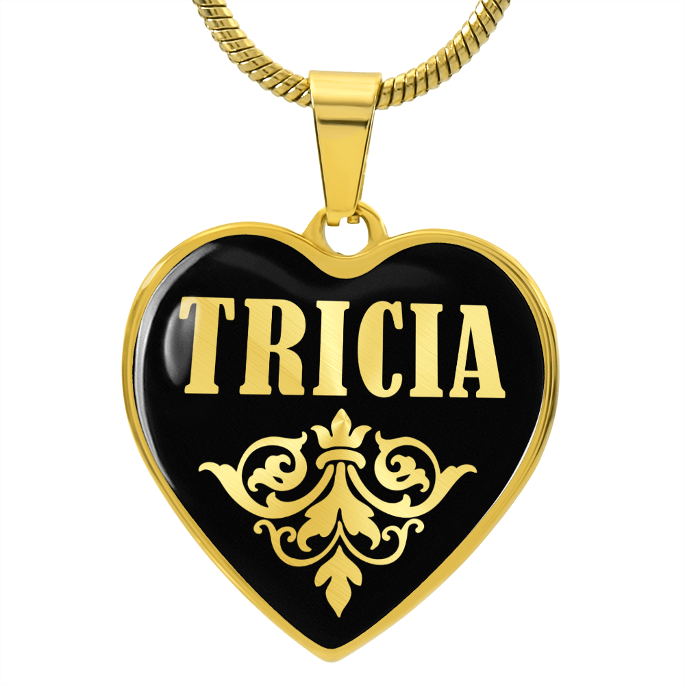 Tricia v02 - 18k Gold Finished Heart Pendant Luxury Necklace