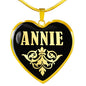Annie v02 - 18k Gold Finished Heart Pendant Luxury Necklace