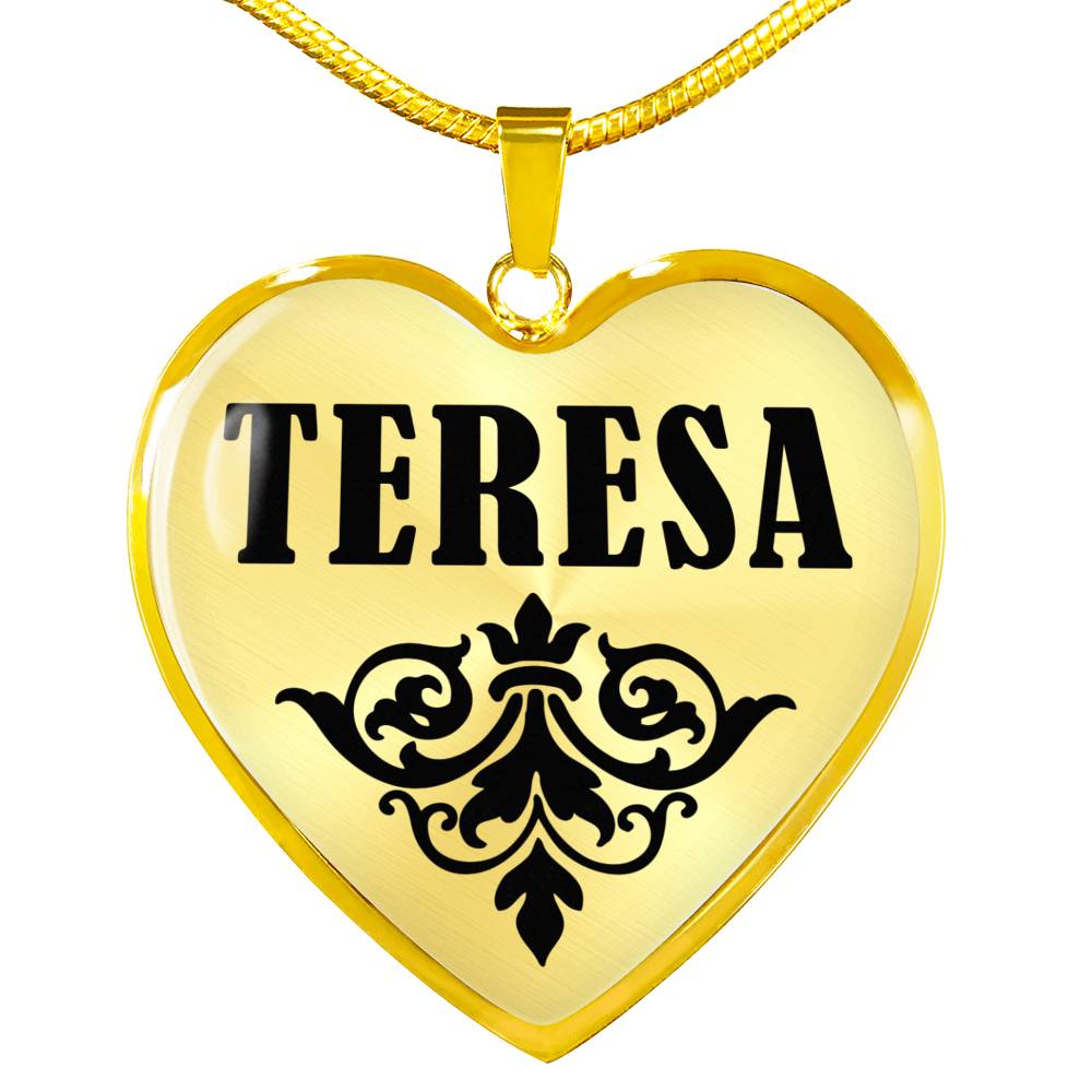 Teresa v01 - 18k Gold Finished Heart Pendant Luxury Necklace
