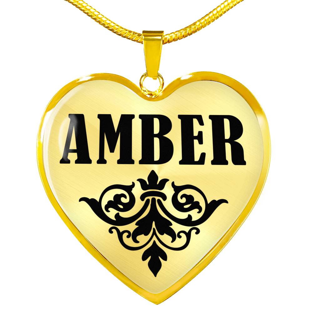 Amber v01 - 18k Gold Finished Heart Pendant Luxury Necklace