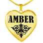Amber v01 - 18k Gold Finished Heart Pendant Luxury Necklace