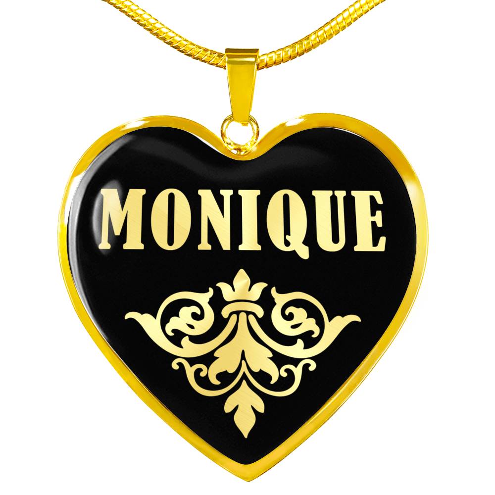 Monique v02 - 18k Gold Finished Heart Pendant Luxury Necklace