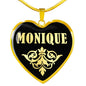 Monique v02 - 18k Gold Finished Heart Pendant Luxury Necklace