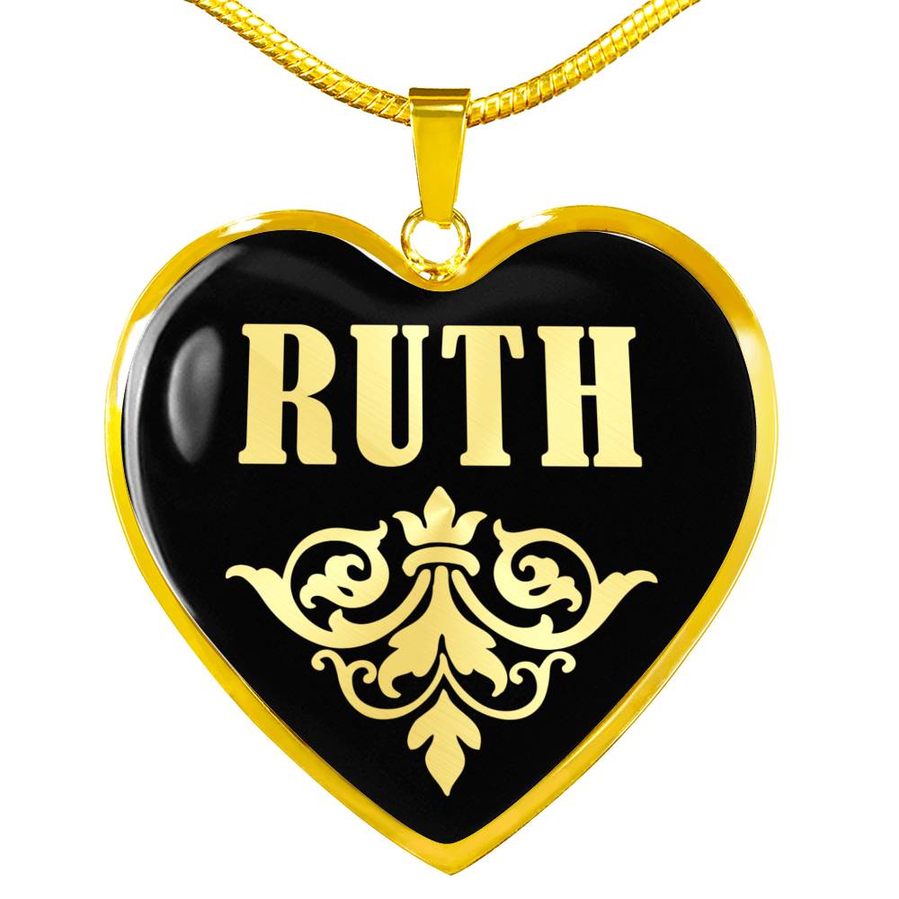 Ruth v02 - 18k Gold Finished Heart Pendant Luxury Necklace