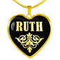 Ruth v02 - 18k Gold Finished Heart Pendant Luxury Necklace