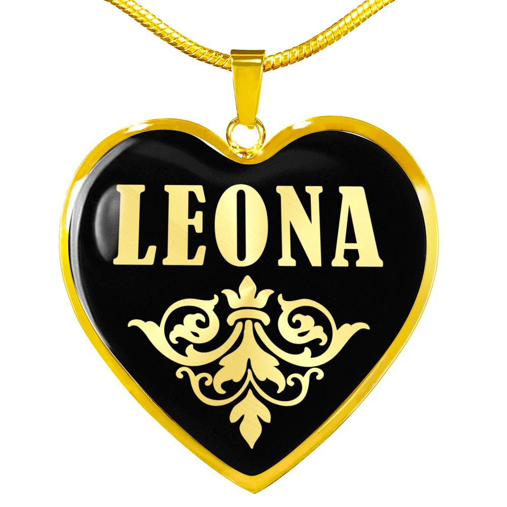 Leona v02 - 18k Gold Finished Heart Pendant Luxury Necklace