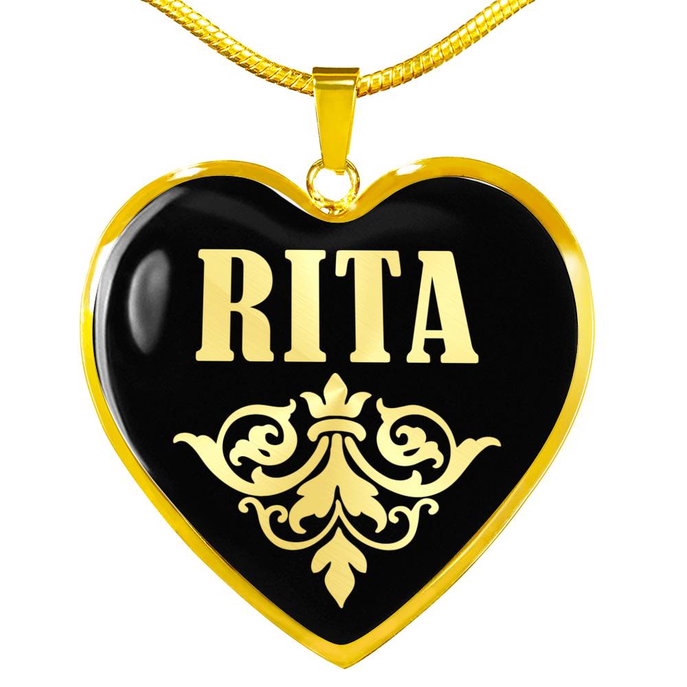 Rita v02 - 18k Gold Finished Heart Pendant Luxury Necklace