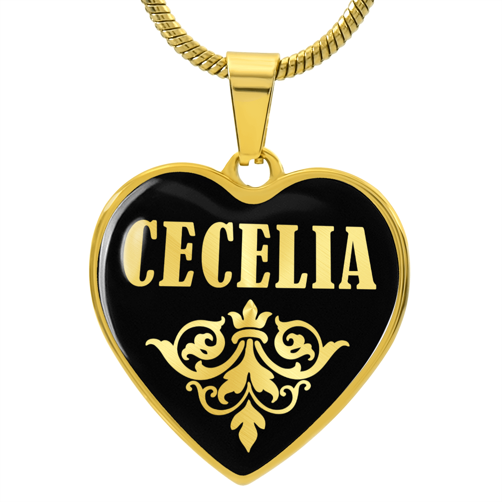 Cecelia v02 - 18k Gold Finished Heart Pendant Luxury Necklace