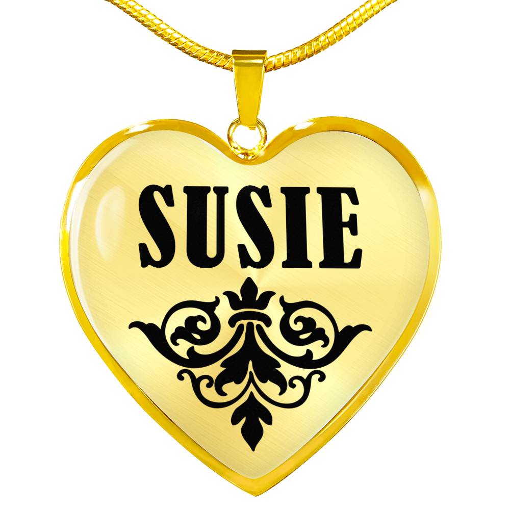 Susie v01 - 18k Gold Finished Heart Pendant Luxury Necklace