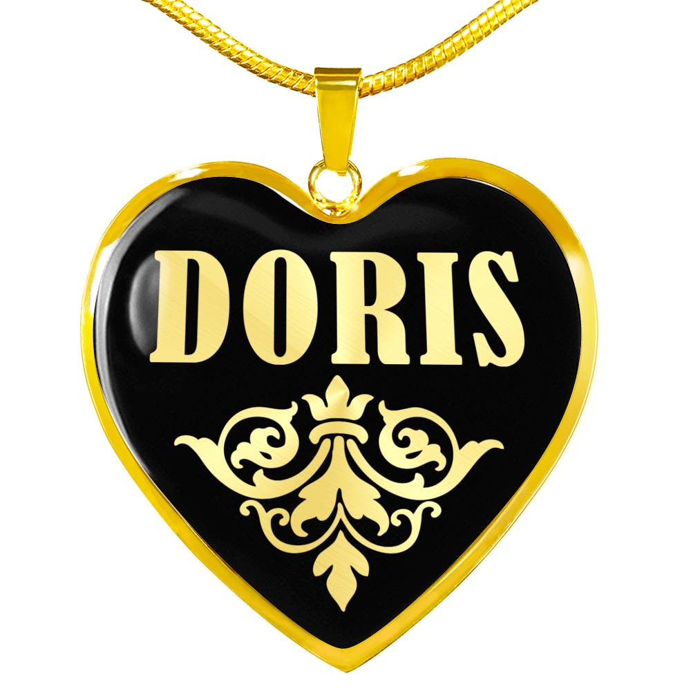Doris v02 - 18k Gold Finished Heart Pendant Luxury Necklace