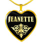Jeanette v02 - 18k Gold Finished Heart Pendant Luxury Necklace