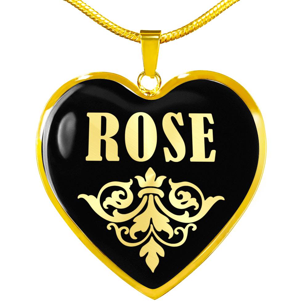 Rose v02 - 18k Gold Finished Heart Pendant Luxury Necklace