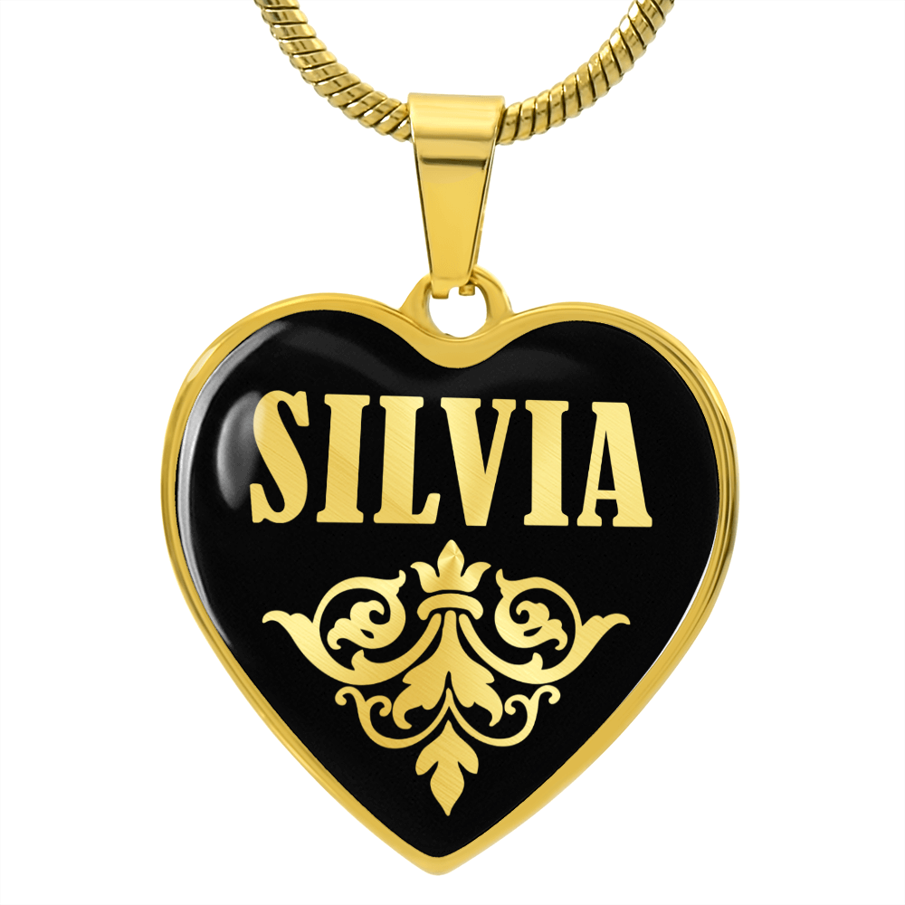 Silvia v02 - 18k Gold Finished Heart Pendant Luxury Necklace