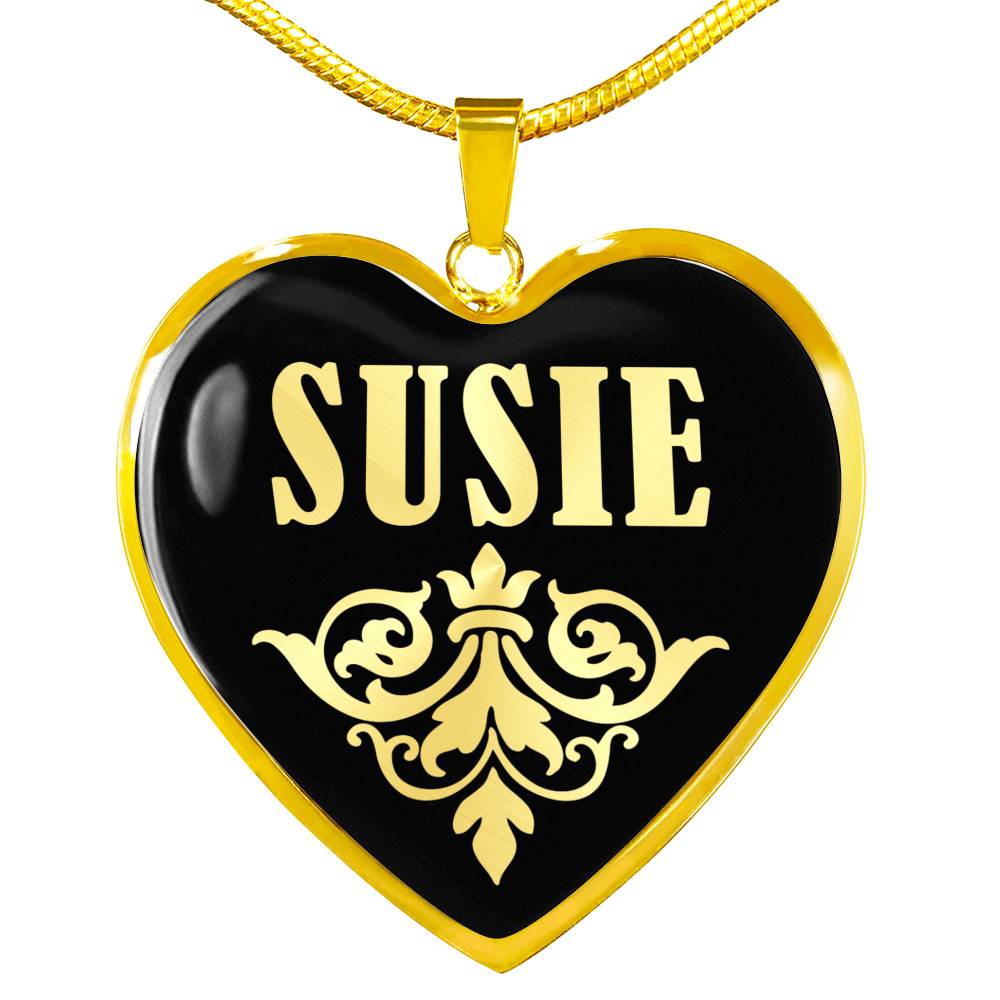 Susie v02 - 18k Gold Finished Heart Pendant Luxury Necklace
