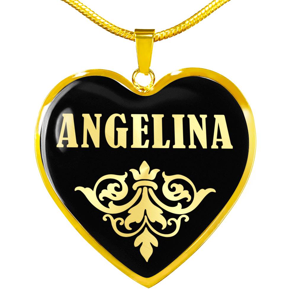 Angelina v02 - 18k Gold Finished Heart Pendant Luxury Necklace