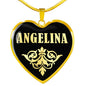 Angelina v02 - 18k Gold Finished Heart Pendant Luxury Necklace