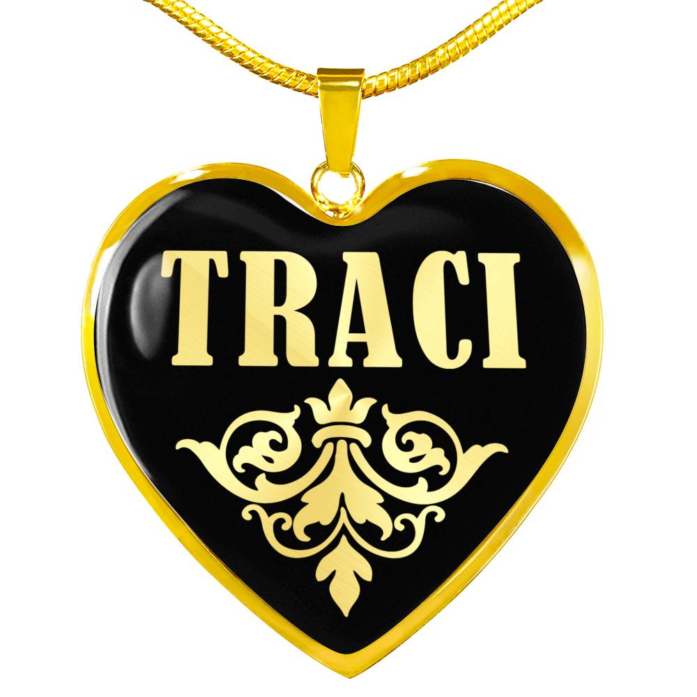 Traci v02 - 18k Gold Finished Heart Pendant Luxury Necklace