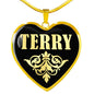 Terry v02 - 18k Gold Finished Heart Pendant Luxury Necklace