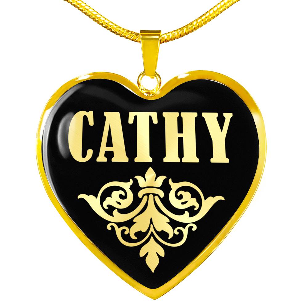Cathy v02 - 18k Gold Finished Heart Pendant Luxury Necklace