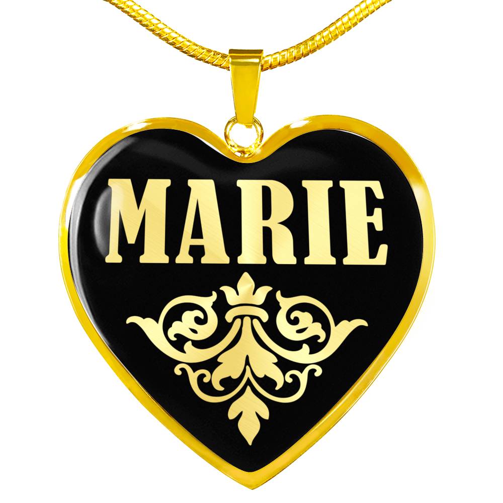 Marie v02 - 18k Gold Finished Heart Pendant Luxury Necklace