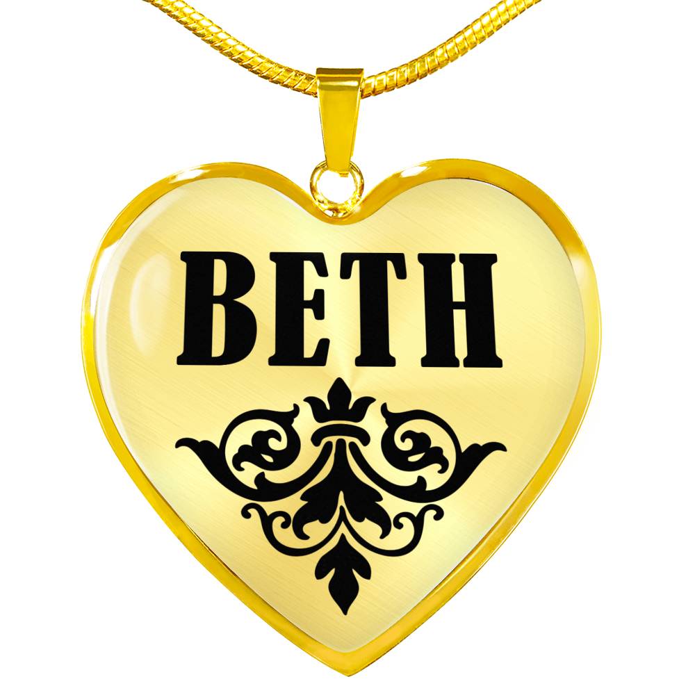 Beth v01 - 18k Gold Finished Heart Pendant Luxury Necklace