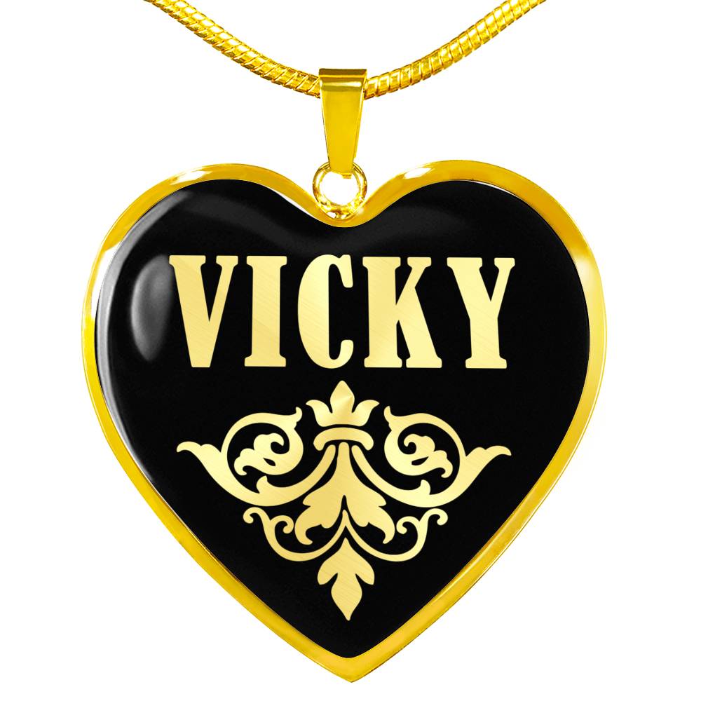 Vicky v02 - 18k Gold Finished Heart Pendant Luxury Necklace