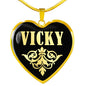 Vicky v02 - 18k Gold Finished Heart Pendant Luxury Necklace