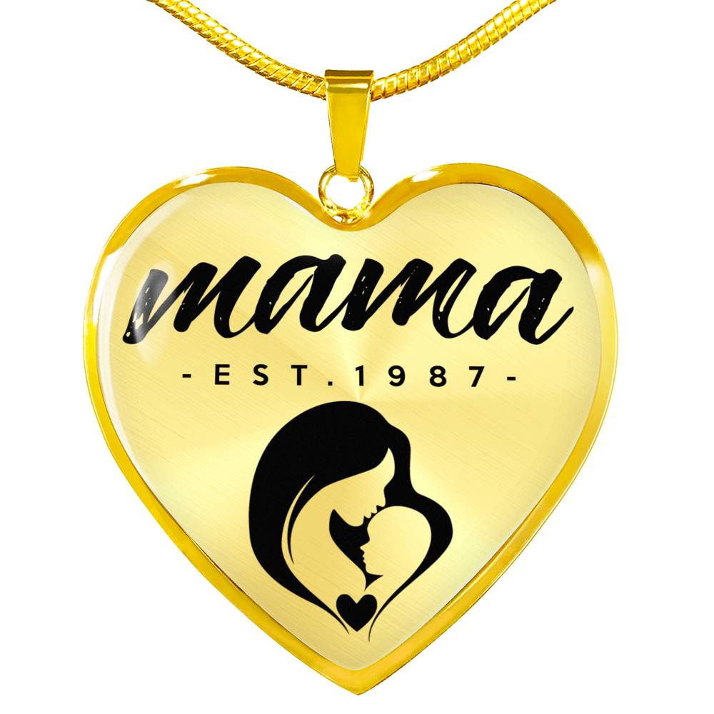 Mama, Est. 1987 - 18k Gold Finished Heart Pendant Luxury Necklace