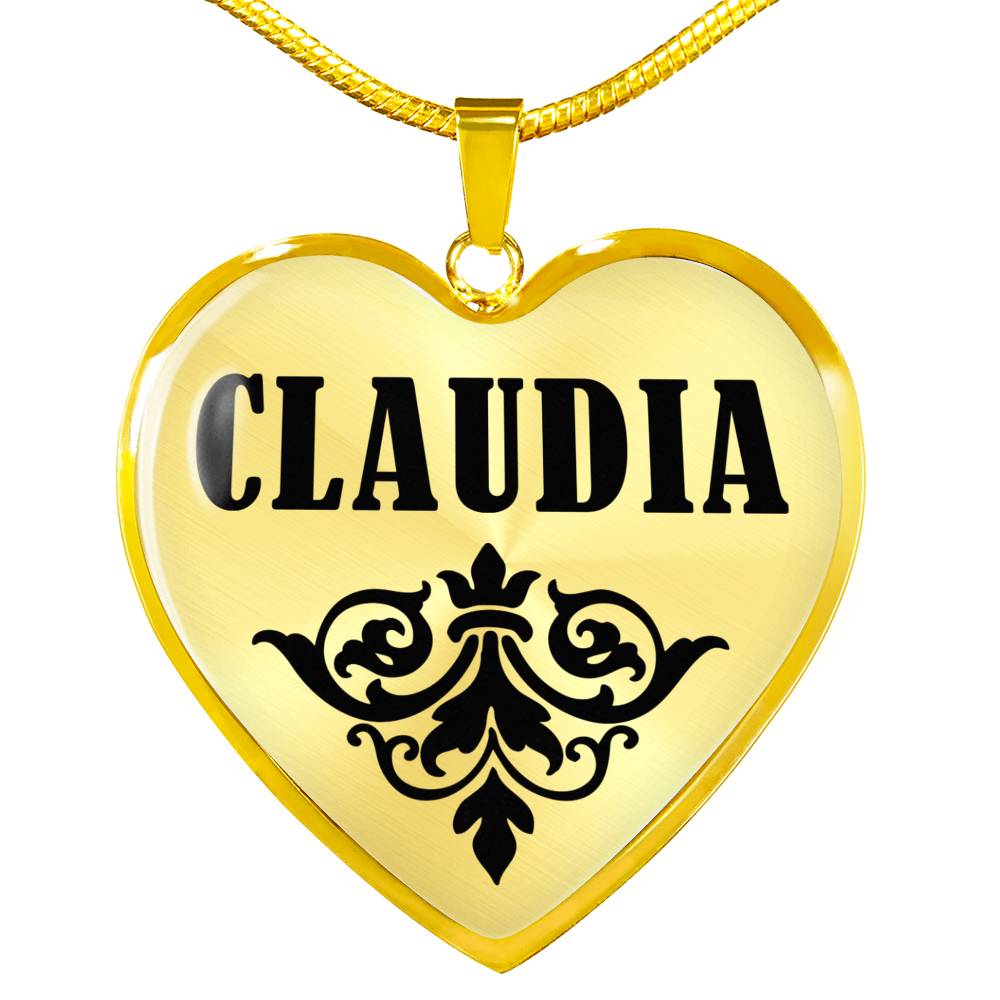 Claudia v01 - 18k Gold Finished Heart Pendant Luxury Necklace
