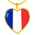 French Flag - 18k Gold Finished Heart Pendant Luxury Necklace