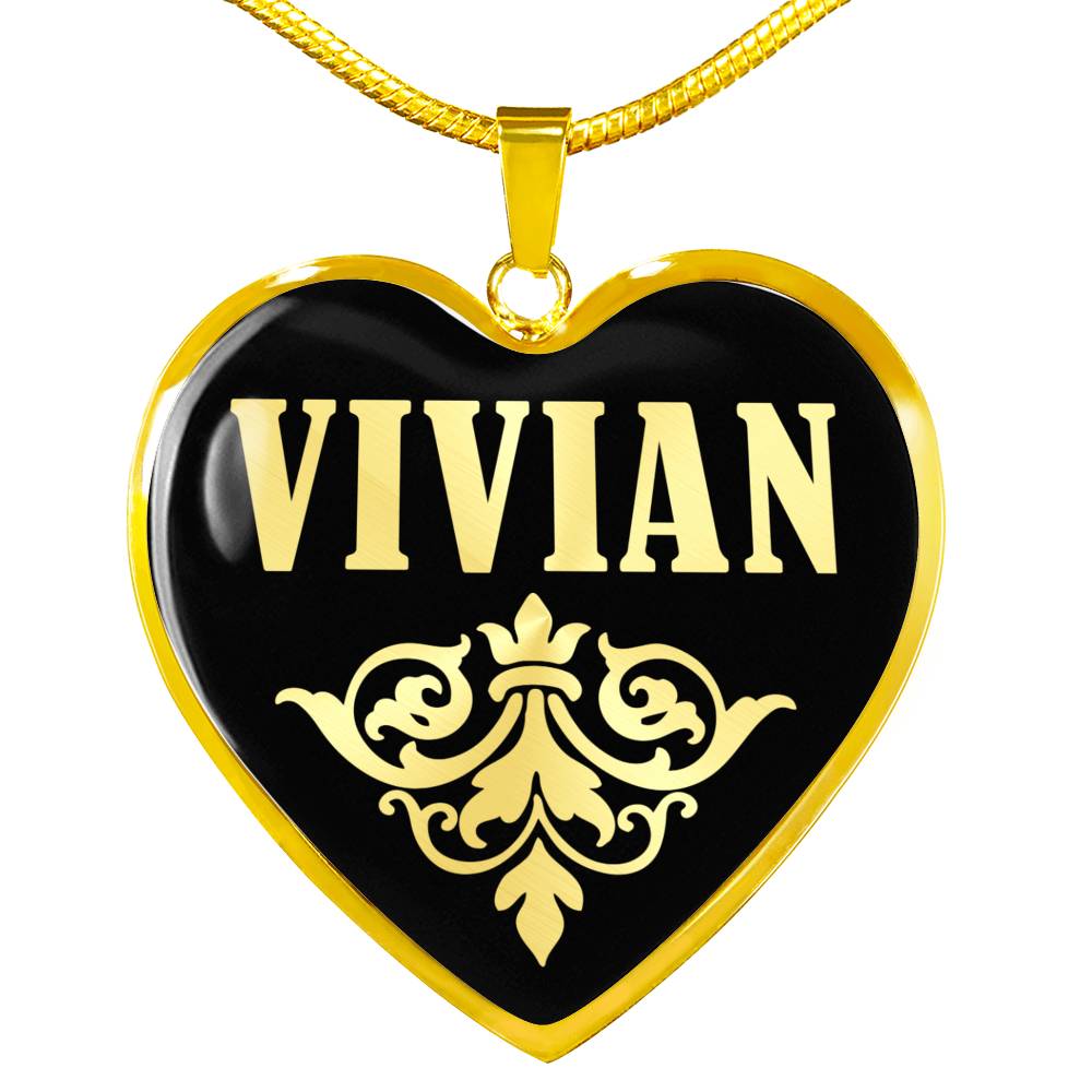 Vivian v02 - 18k Gold Finished Heart Pendant Luxury Necklace