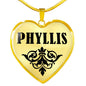 Phyllis v01 - 18k Gold Finished Heart Pendant Luxury Necklace