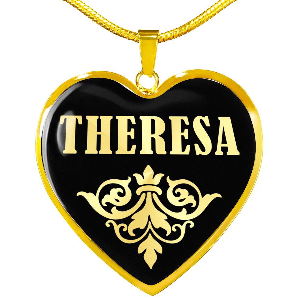 Theresa v02 - 18k Gold Finished Heart Pendant Luxury Necklace