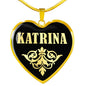 Katrina v02 - 18k Gold Finished Heart Pendant Luxury Necklace