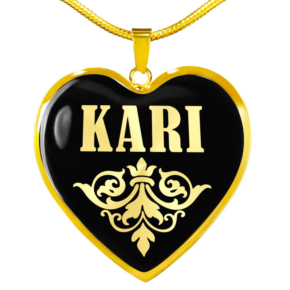 Kari v02 - 18k Gold Finished Heart Pendant Luxury Necklace