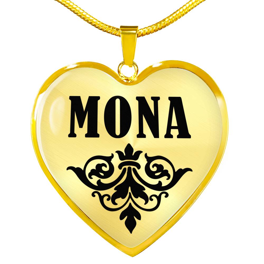 Mona v01 - 18k Gold Finished Heart Pendant Luxury Necklace