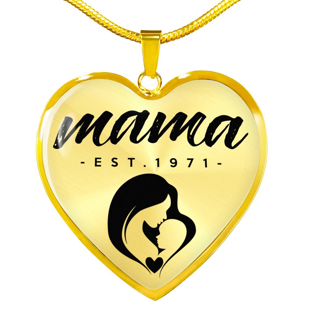 Mama, Est. 1971 - 18k Gold Finished Heart Pendant Luxury Necklace