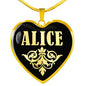 Alice v02 - 18k Gold Finished Heart Pendant Luxury Necklace