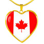 Canadian Flag - 18k Gold Finished Heart Pendant Luxury Necklace