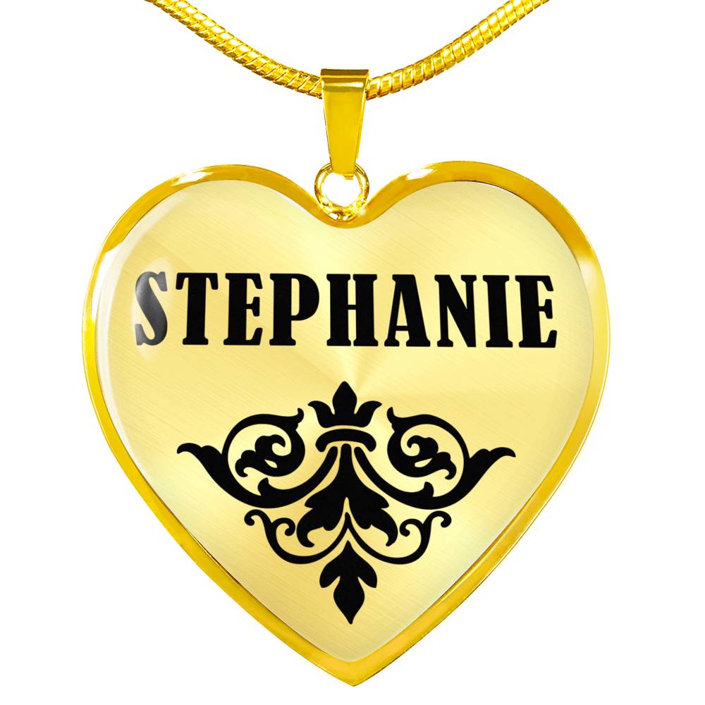 Stephanie v01 - 18k Gold Finished Heart Pendant Luxury Necklace