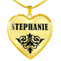 Stephanie v01 - 18k Gold Finished Heart Pendant Luxury Necklace