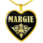 Margie v02 - 18k Gold Finished Heart Pendant Luxury Necklace