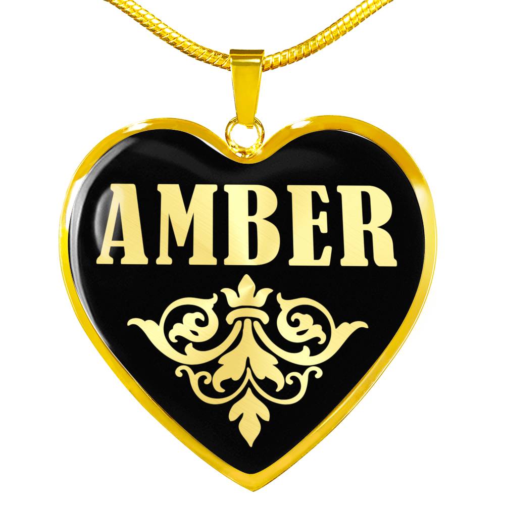 Amber v02 - 18k Gold Finished Heart Pendant Luxury Necklace