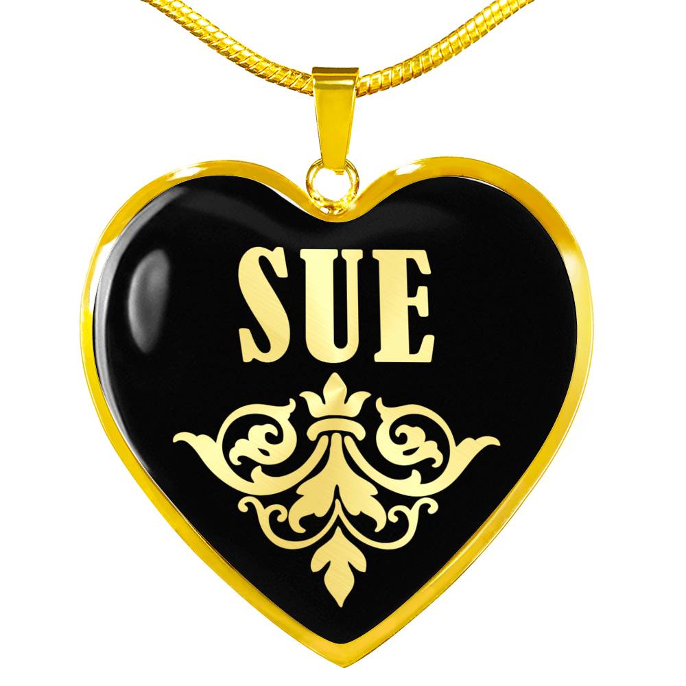 Sue v02 - 18k Gold Finished Heart Pendant Luxury Necklace