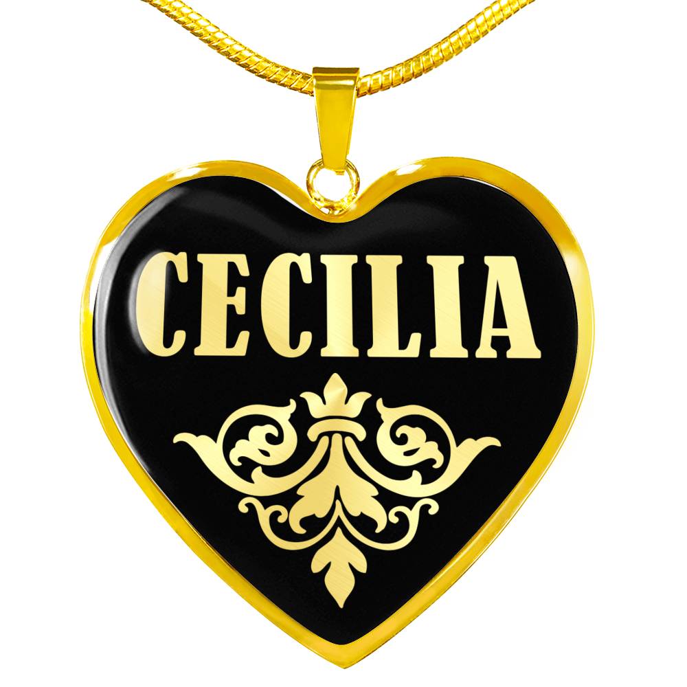 Cecilia v02 - 18k Gold Finished Heart Pendant Luxury Necklace